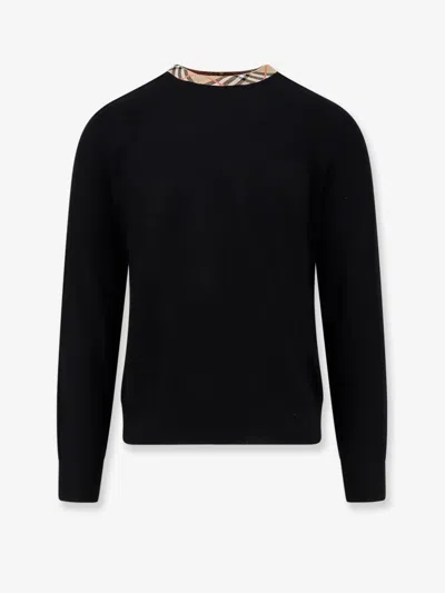 BURBERRY WOOL SWEATER WITH CHECK PROFILES