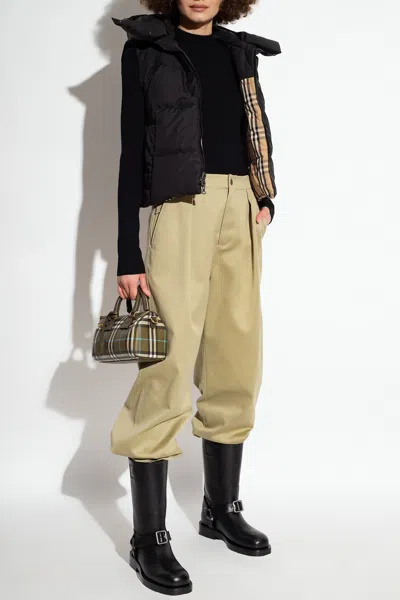 Burberry Wool Sweater With Logo In Black