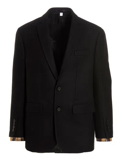 Burberry Tailored Wool Blazer Jacket In Black