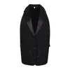 Burberry Wool Tailored Blazer Vestwith Satin Peak Lapels. In Black