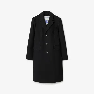 Burberry Wool Tailored Coat In Black
