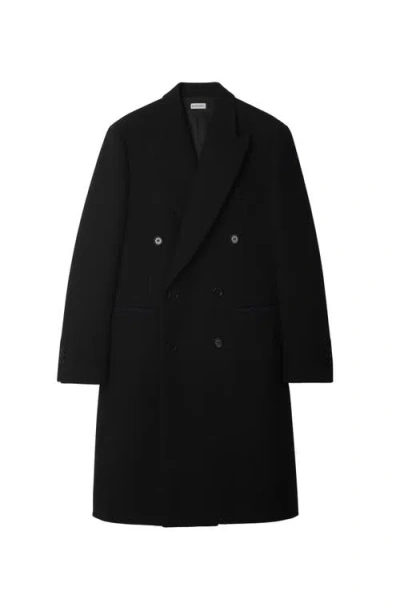 Burberry Double-breasted Cashmere Tailored Coat In Black