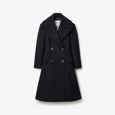 Burberry Wool Tailored Coat In Black