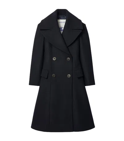 Burberry Wool Tailored Coat In Blue