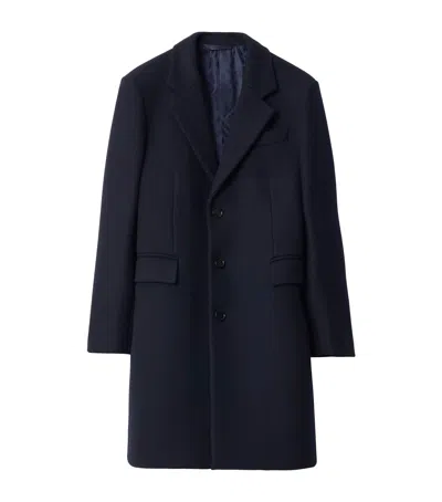 Burberry Wool Tailored Coat In Black