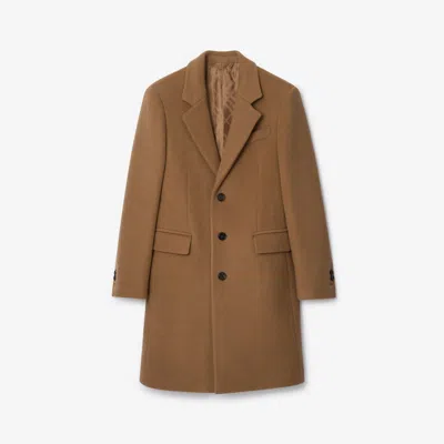 Burberry Single-breasted Wool Coat In Brown