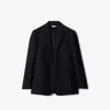 Burberry Check Wool Tailored Jacket In Black