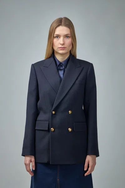 Burberry Wool Tailored Jacket In Blue
