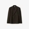 Burberry Wool Tailored Jacket In Brown/black