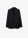 Burberry Wool Tailored Jacket In Dark Navy
