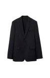 Burberry Wool Tailored Jacket In Dark Navy