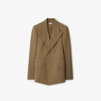 Burberry Logo Wool Blazer In Maple/cocoa