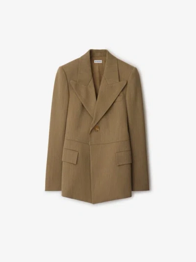 Burberry Logo Wool Blazer In Maple/cocoa