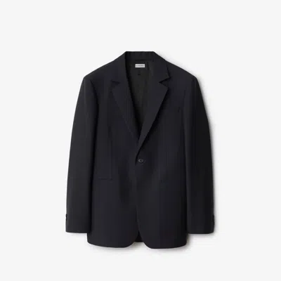 Burberry Wool Tailored Jacket In Navy