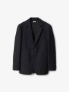 Burberry Tailored Jacket Crafted With Dark Navy Wool Twill In Navy