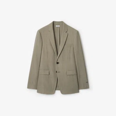 Burberry Wool Tailored Jacket In Olive Drab