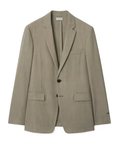 Burberry Wool Tailored Jacket In Olive Drab