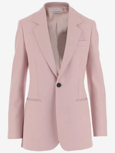 Burberry Tailored Jacket In Wool In Pink