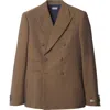 Burberry Herringbone Double-breasted Wool Blazer In Tawny