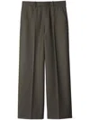 Burberry Wool Pleated Straight Trousers In Green