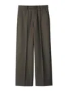 Burberry Wool Pleated Straight Trousers In Grey