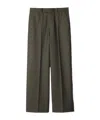 Burberry Wool Pleated Straight Trousers In Black