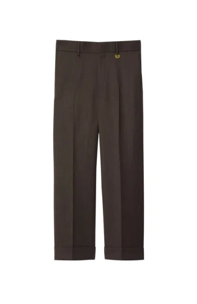Burberry Wool Tailored Trousers In Brown