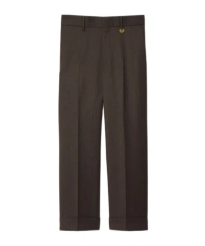 Burberry Wool Tailored Trousers In Brown