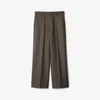 Burberry Wool Pleated Straight Trousers In Cinder Melange
