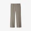 Burberry Logo-plaque Tailored Wool Trousers In Cliff