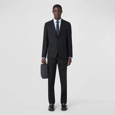 Burberry Wool Tailored Trousers In Dark Navy