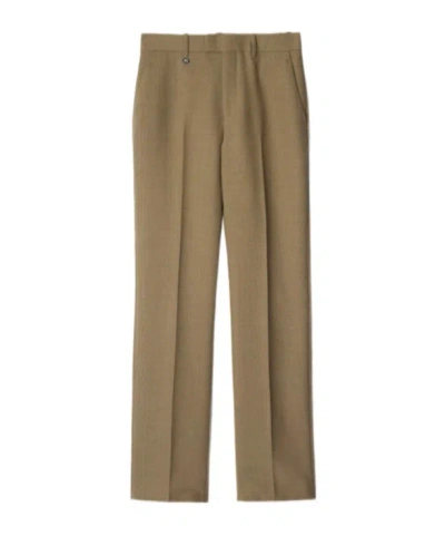 Burberry Wool Tailored Trousers In Green
