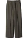 Burberry Wool Pleated Straight Trousers In Grey