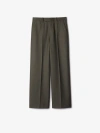 Burberry Wool Pleated Straight Trousers In Loch Melange