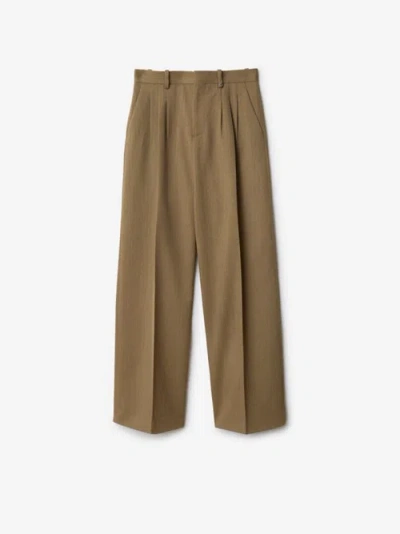 Burberry Wool Tailored Trousers In Maple/cocoa