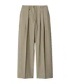 Burberry Double-pleated Wool Pants In Neutral