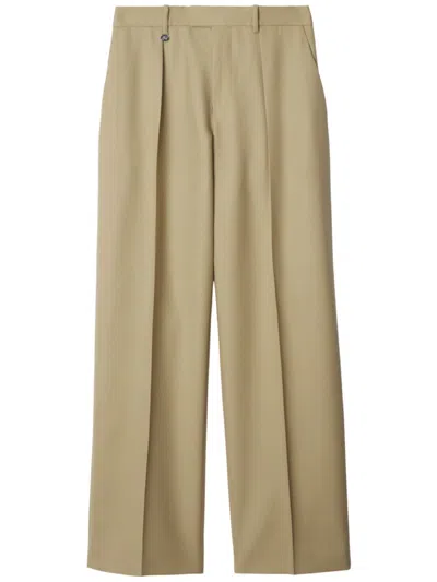 Burberry Wool Tailored Trousers In Flax