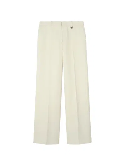 Burberry Wool Tailored Trousers In White