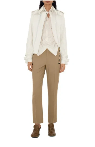 Burberry Wool Tailored Trousers In White