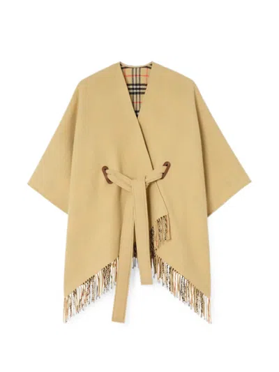 Burberry Wool Tay Cape In Yellow