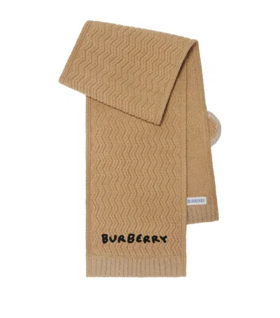 Burberry Kids' Wool Thomas Bear Scarf In Brown