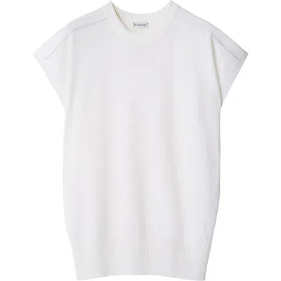 Burberry Fine-knit Wool T-shirt In Chalk
