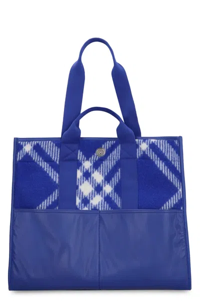 Burberry Wool Tote In Blue