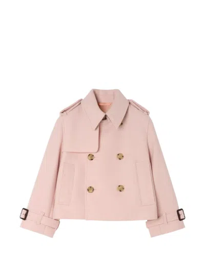Burberry Kids' Wool Trench Coat In 핑크