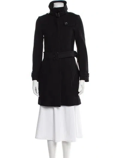 Pre-owned Burberry Wool Trench Coat In Black