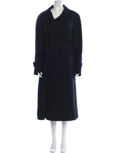 Pre-owned Burberry Wool Trench Coat In Black