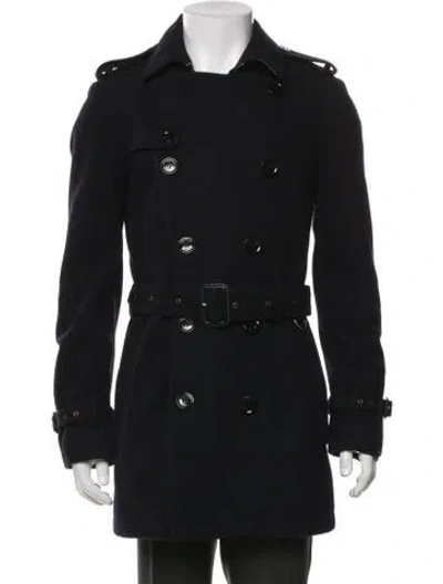 Pre-owned Burberry Wool Trench Coat In Black
