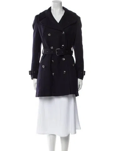 Pre-owned Burberry Wool Trench Coat In Blue