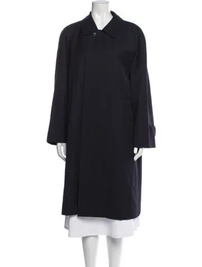 Pre-owned Burberry Wool Trench Coat In Blue