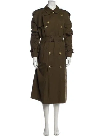 Pre-owned Burberry Wool Trench Coat In Green